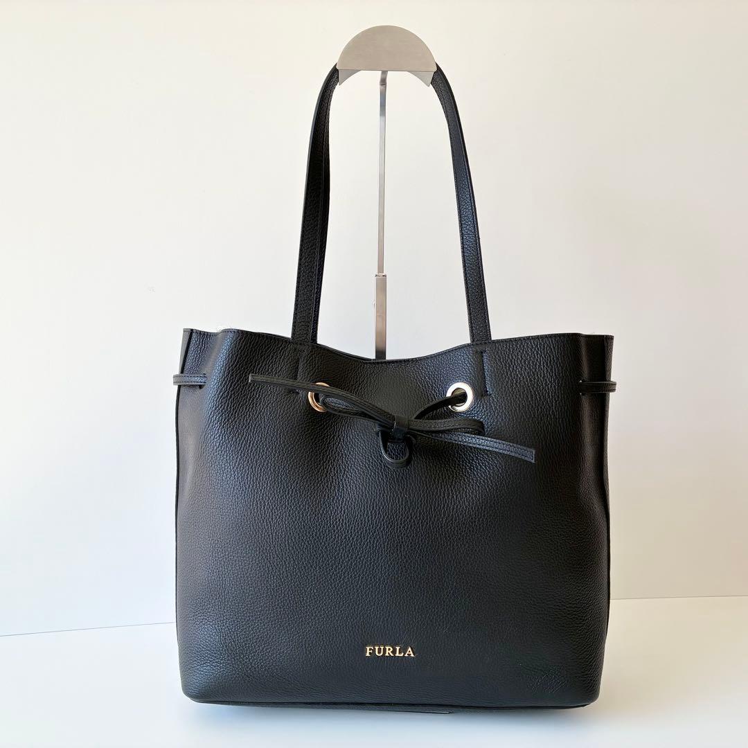 【新品】FURLA トートバッグ コスタンザ 巾着 A4 黒 ビジネスバッグ