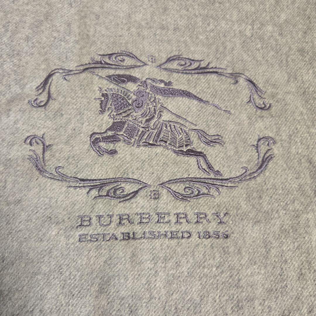 BURBERRY カシミヤ マフラー グレー 騎士刺繍