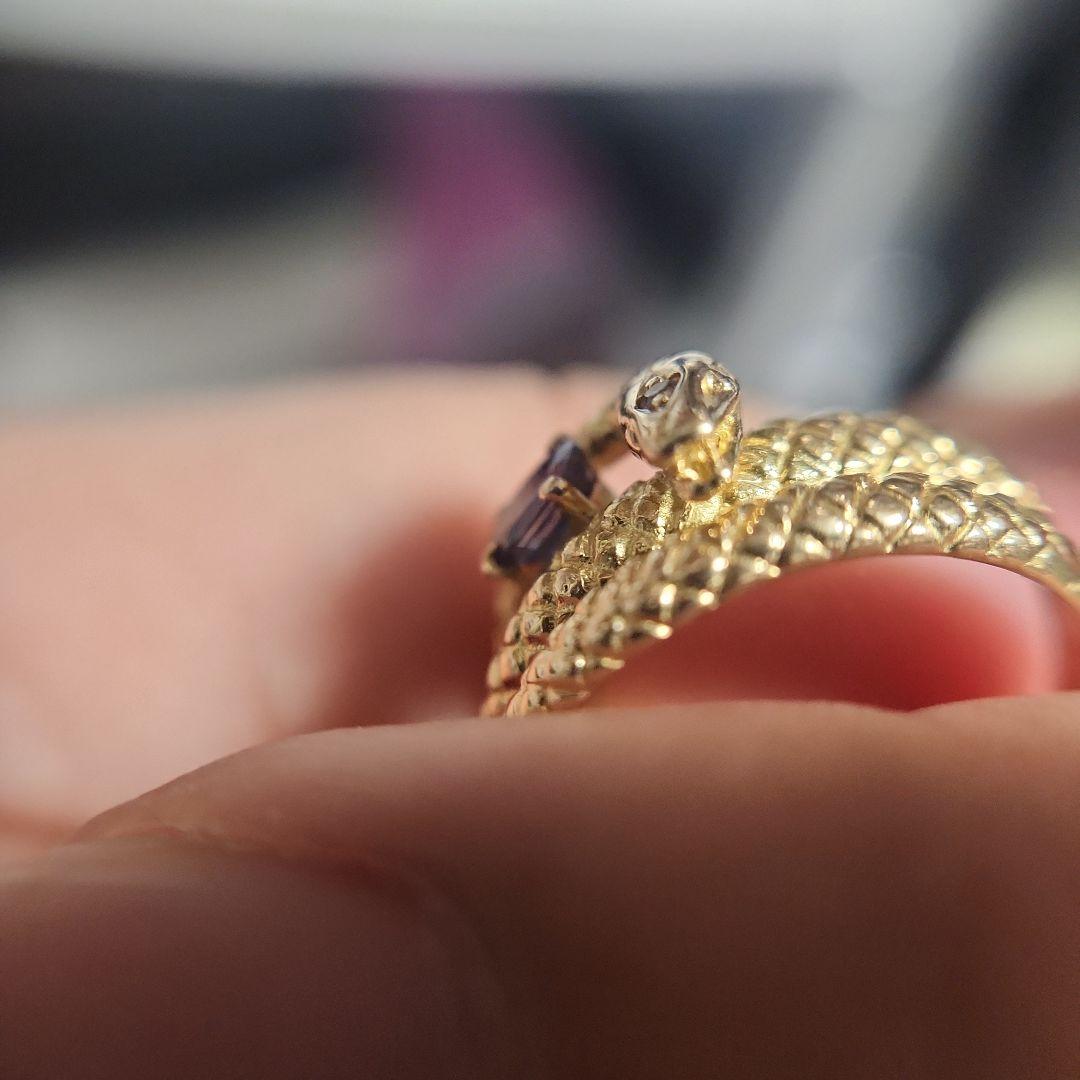 金脈 蛇様 K18 風水リング 天然アレキサンドライト