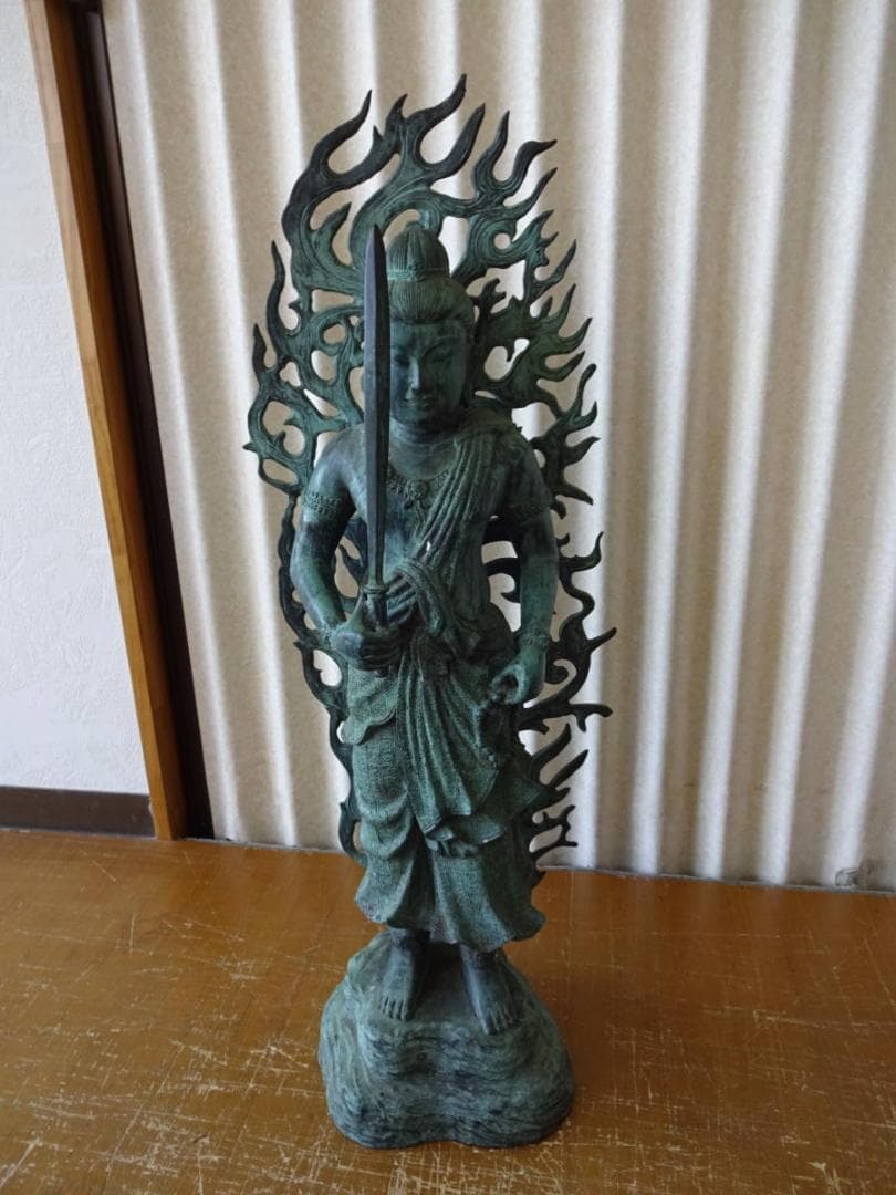 不動明王立像　青銅製　全高90㎝　古美術　中国美術　骨董　旧家蔵出し　置物