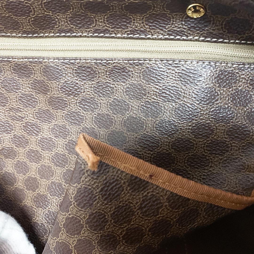 CELINE ボストンバッグ マカダム柄 PVC レザー ゴールド金具