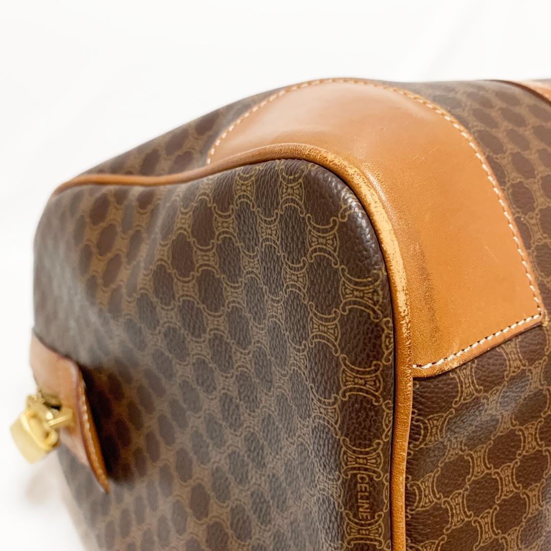 CELINE ボストンバッグ マカダム柄 PVC レザー ゴールド金具