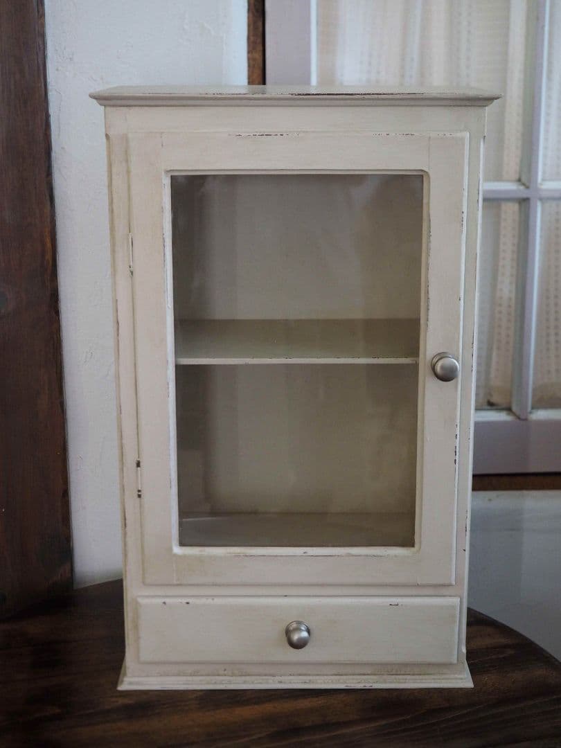 フランス　アンティーク　木製ガラス扉収納　キャビネット　棚　アンティーク家具
