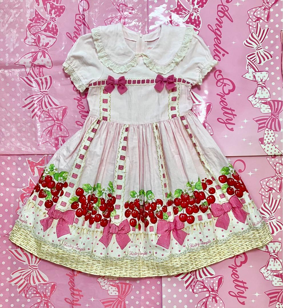 シャーリーテンプル 限定チェリーバスケットワンピース ピンク120