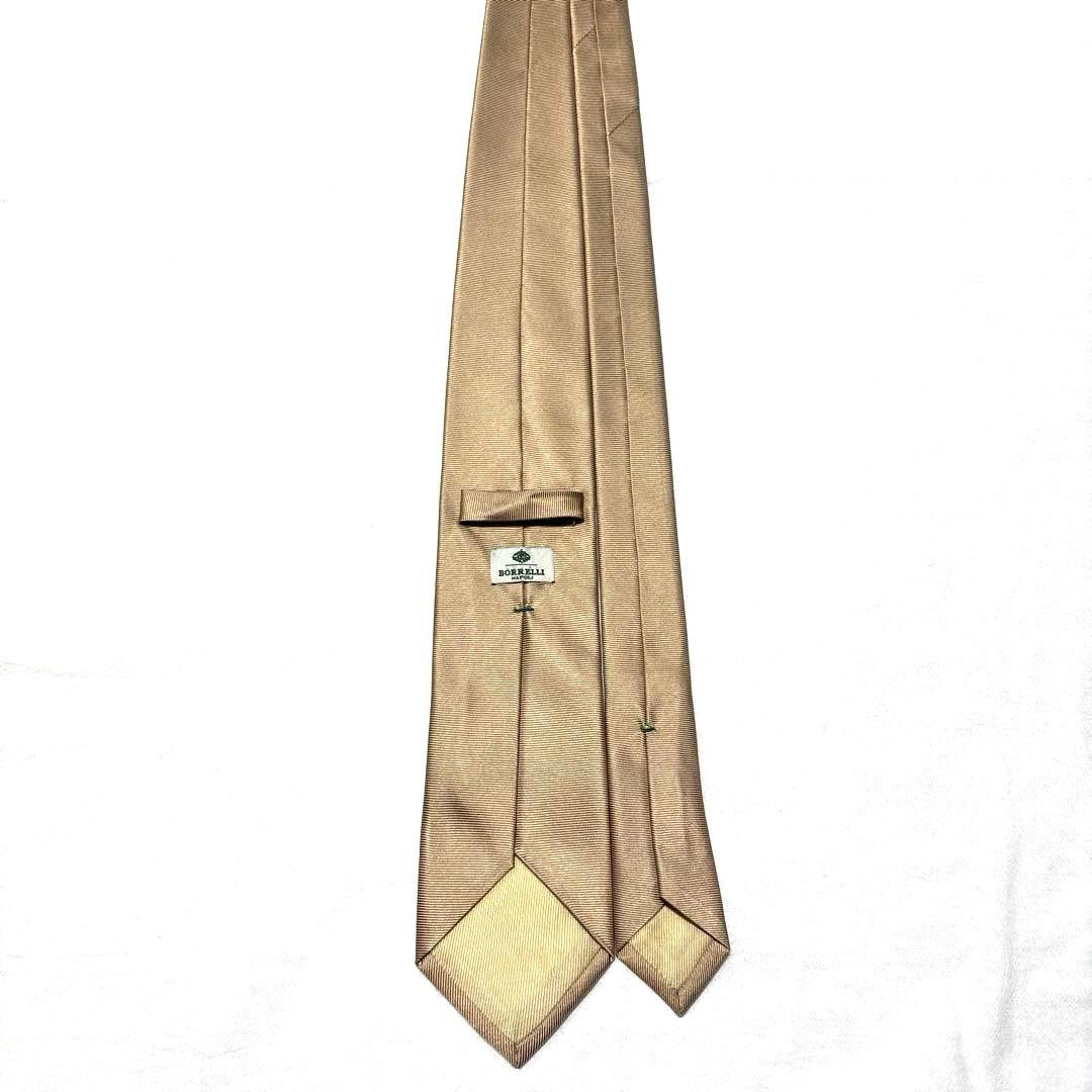 ルイジボレッリ　ネクタイ　シャンパンゴールド　無地　ソリッド　光沢　美品