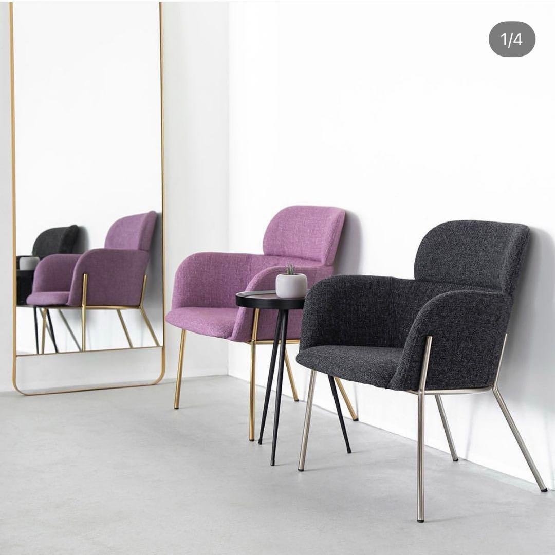 カナデモノ 椅子　Linen Round Lounge Chair - Pink