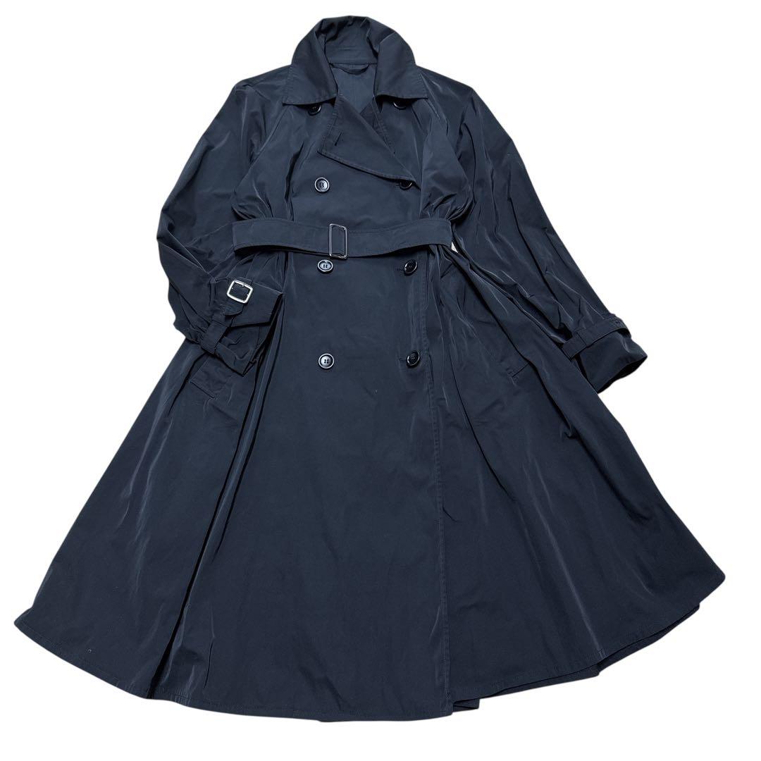 と*ち様 マックスマーラ Aライン トレンチコート ナイロン ブラック 白タグ