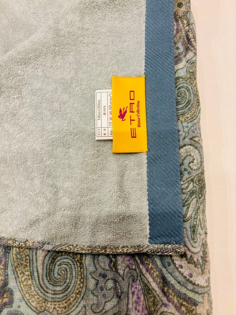 ETRO 新品 エトロ　タオルケット　ペイズリー柄　ブルー系　日本製