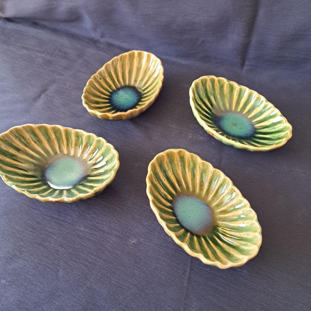 「ご成約者」です。 ご注意ください。 織部焼らしい青織部！ 4客セット