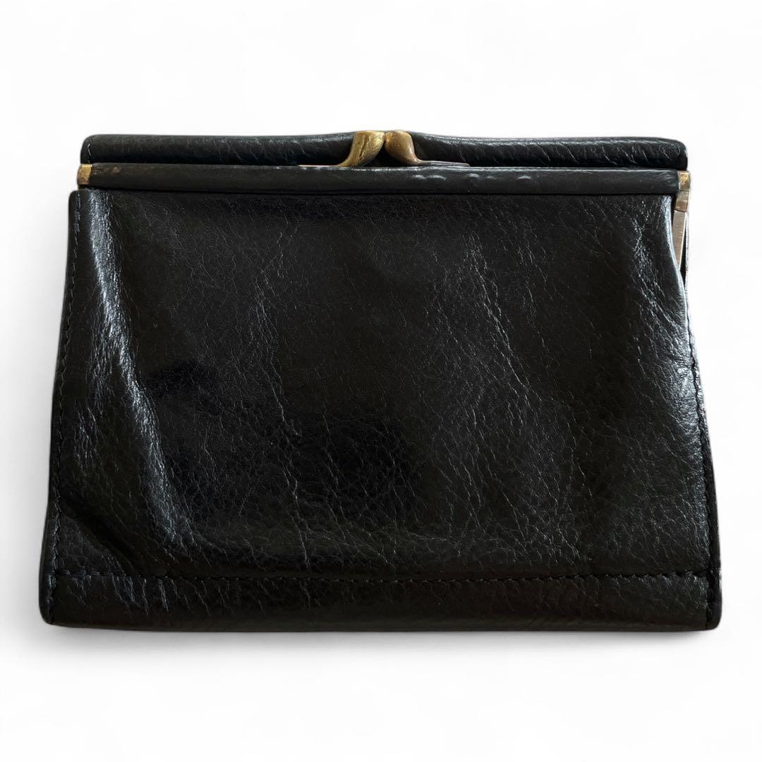 イルビゾンテ 二つ折り財布 ウォレット　ブラック　レザー　がま口　男女兼用