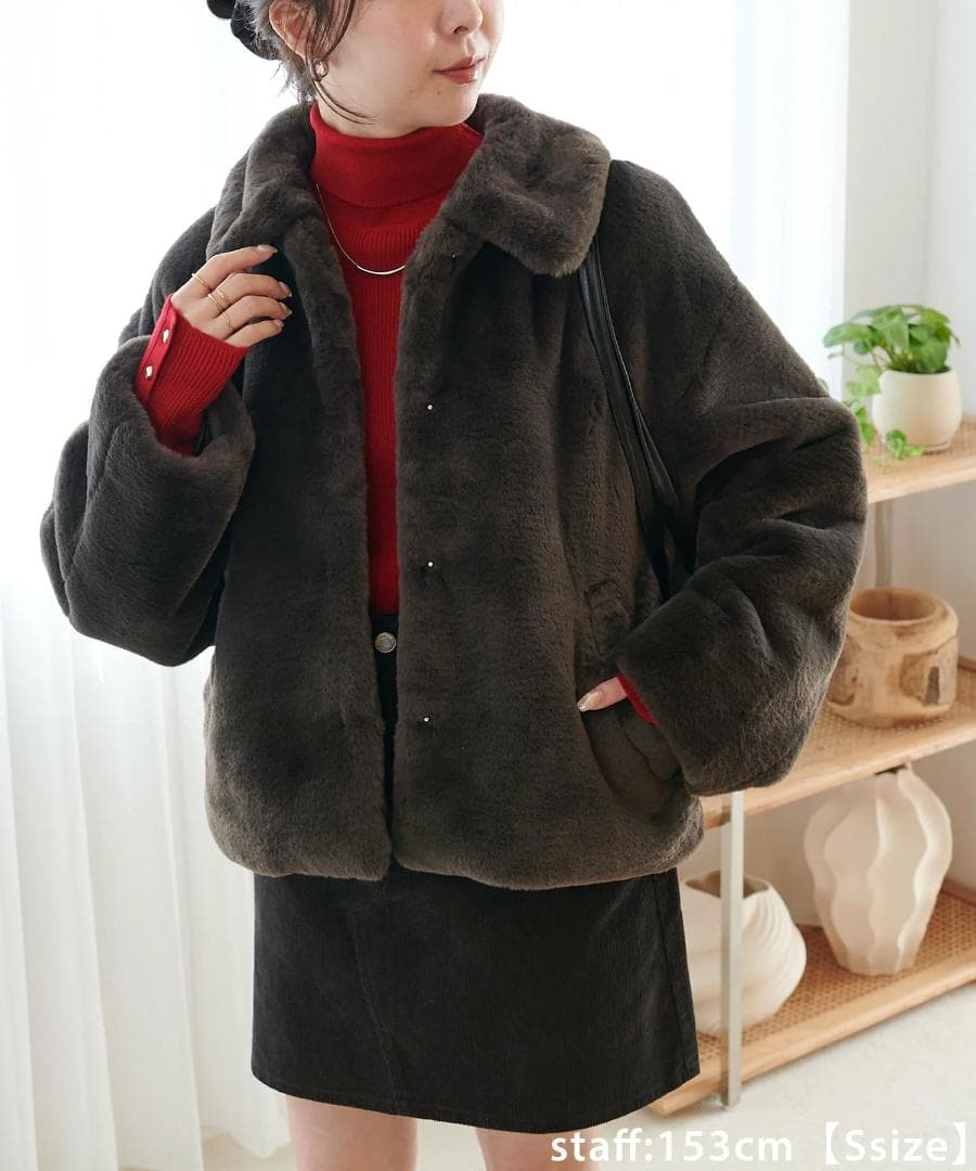 今季商品！　S　ブラウン　Discoat コート　ファージャケット レディース