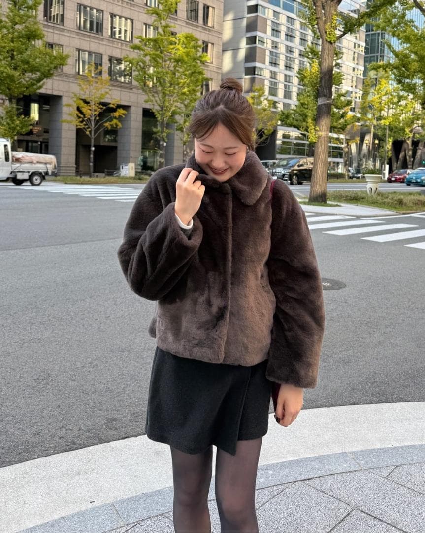 今季商品！　S　ブラウン　Discoat コート　ファージャケット レディース