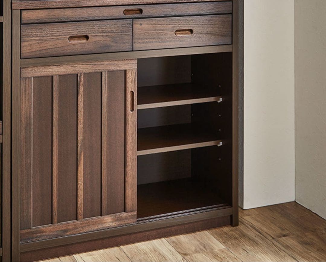 2026年2月8日購入 定価5万円 新品未使用 大川家具 木製 食器棚 ブラウン