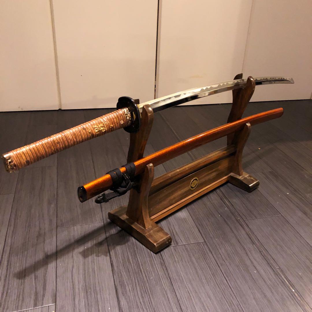 高級模造刀　居合刀　太刀　本研波刃　籐巻拵え　 刃長