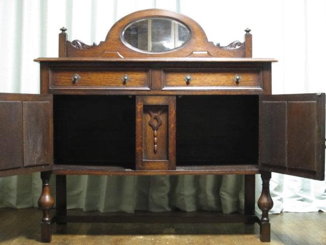 英国 イギリス アンティーク ジャコビアン様式 ブルボーズレッグ サイドボード