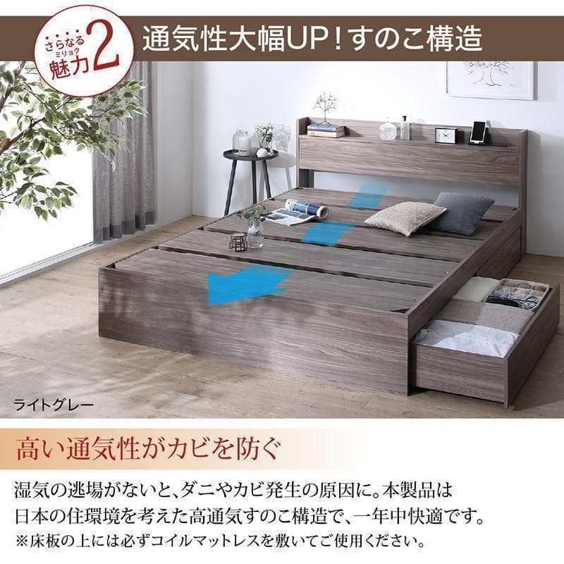 新品 送料込 シングルベッド 棚 コンセント 収納 マットレス付 保証付 No
