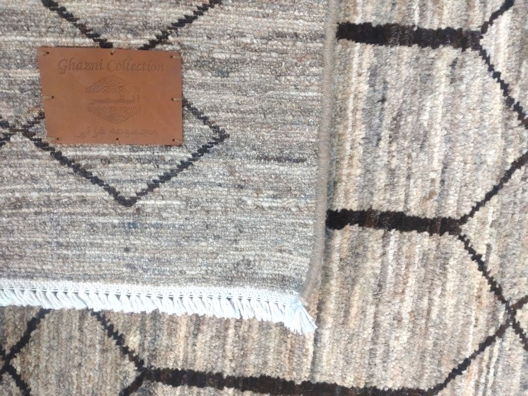 天然無染ラグ　リビング　格子柄　201×139 ライトブラウン　ソフトタッチ