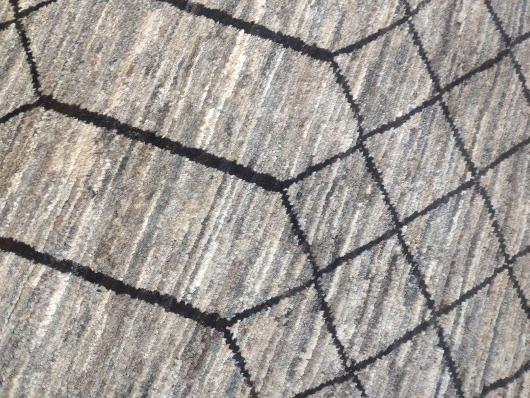 天然無染ラグ　リビング　格子柄　201×139 ライトブラウン　ソフトタッチ