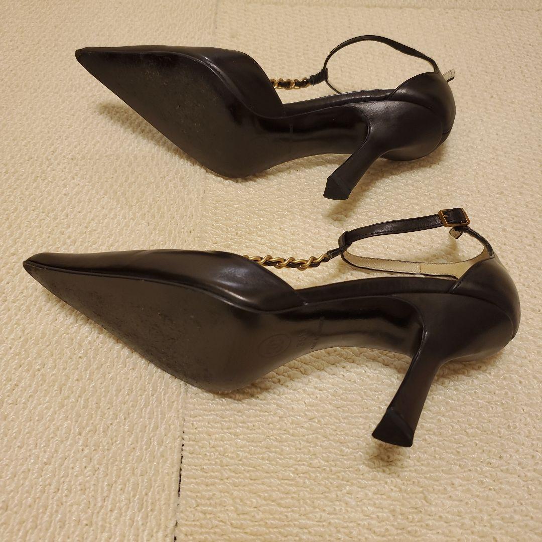 CHANEL 黒 ハイヒール ポインテッドトゥ