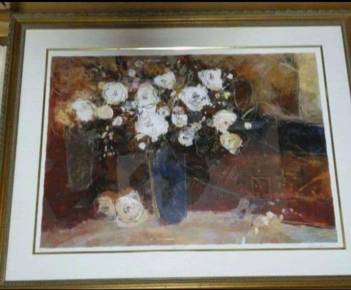 アンドリューフランシス作「白い花」絵画　送料込み　抽象画　111㎝×87㎝