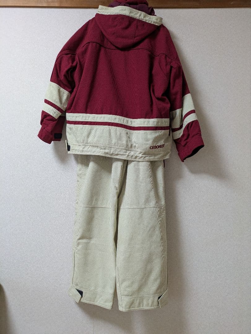 エレッセellesseスキーウェア＋手袋 オフホワイト×赤色 S～SSサイズ