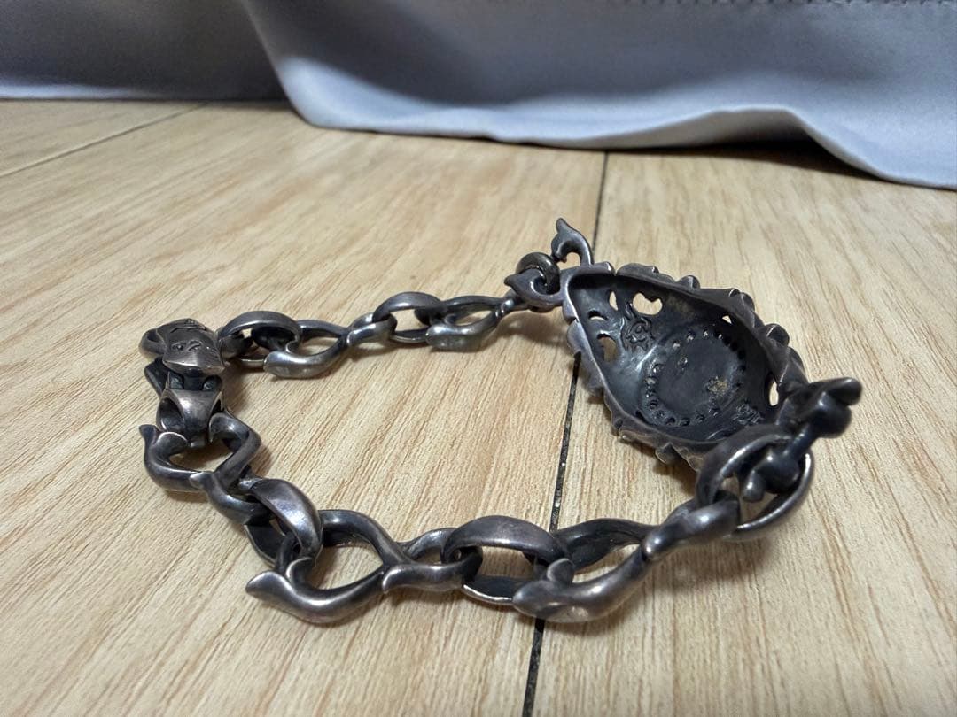 SV925 スカル ブレスレット ゴシック 重厚 チェーン シルバー925