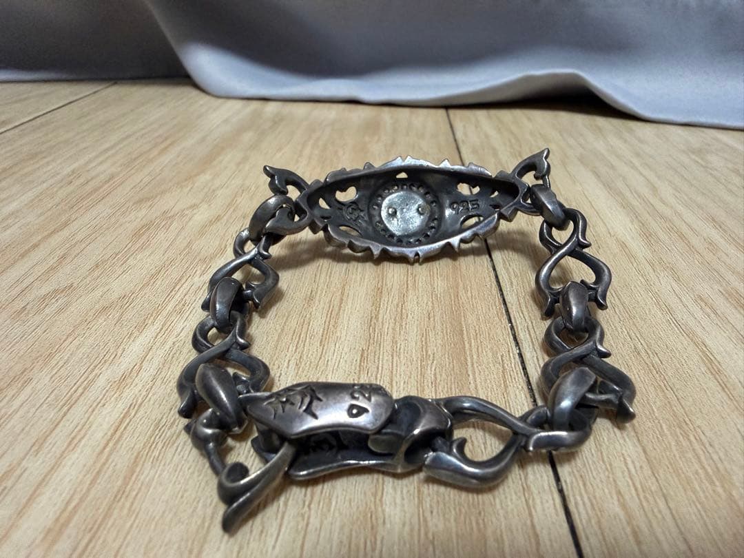 SV925 スカル ブレスレット ゴシック 重厚 チェーン シルバー925
