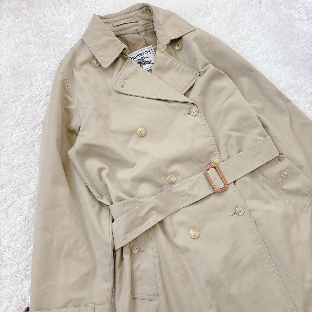 着丈121 バーバリーズ　トレンチコート　ベルト付き　ノバチェック　白タグ　L