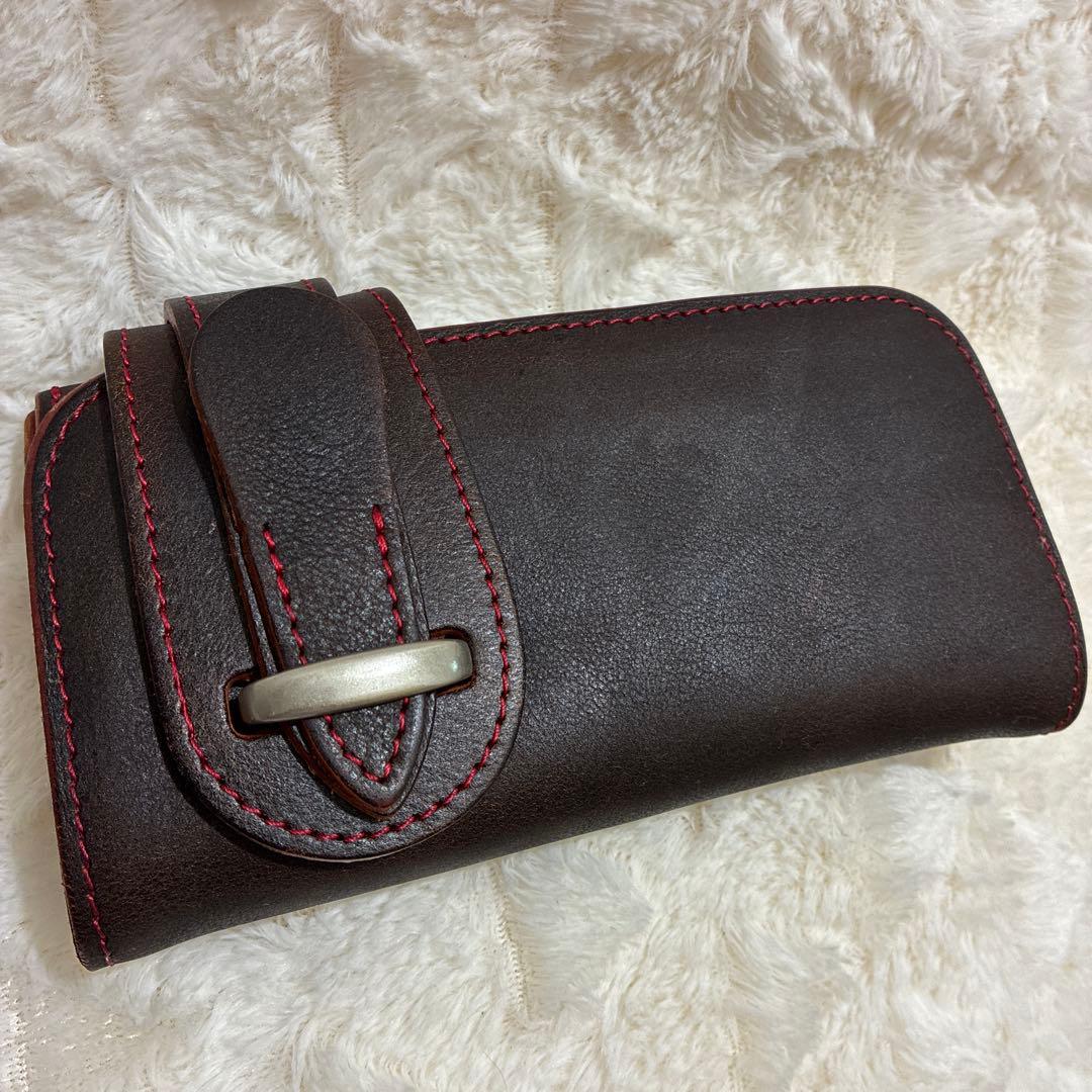 アルズニ　ALZUNI ダークブラウン レザー 長財布　バイカーズウォレット