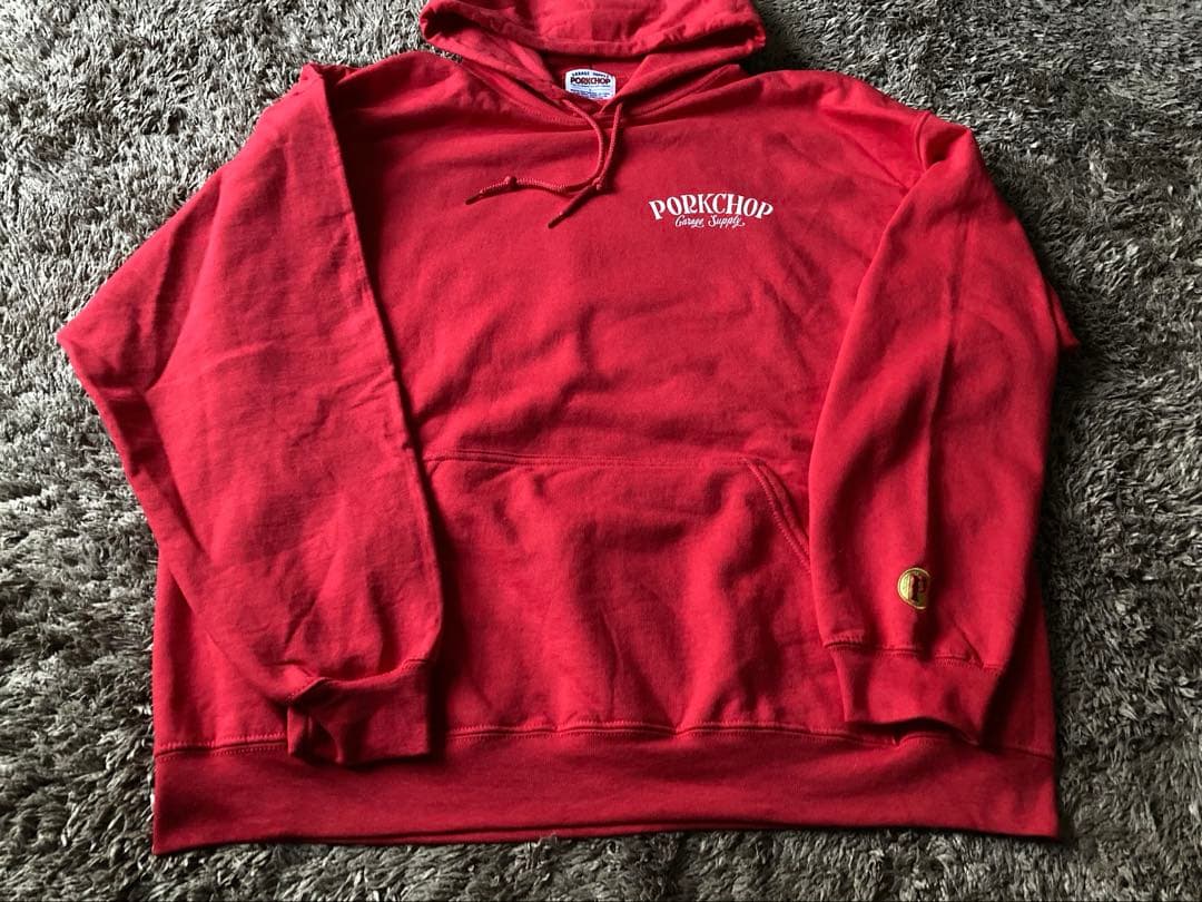 美品☆ PORKCHOP ポークチョップ パーカー フーディ L 赤 キムタク