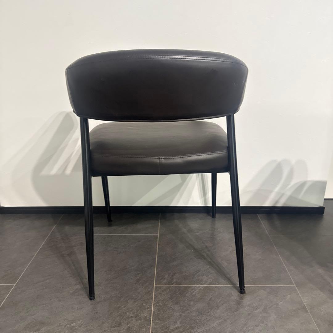 タンスのゲン　ダイニングチェア　2脚 アーム付き ブラック　お掃除ロボット対応