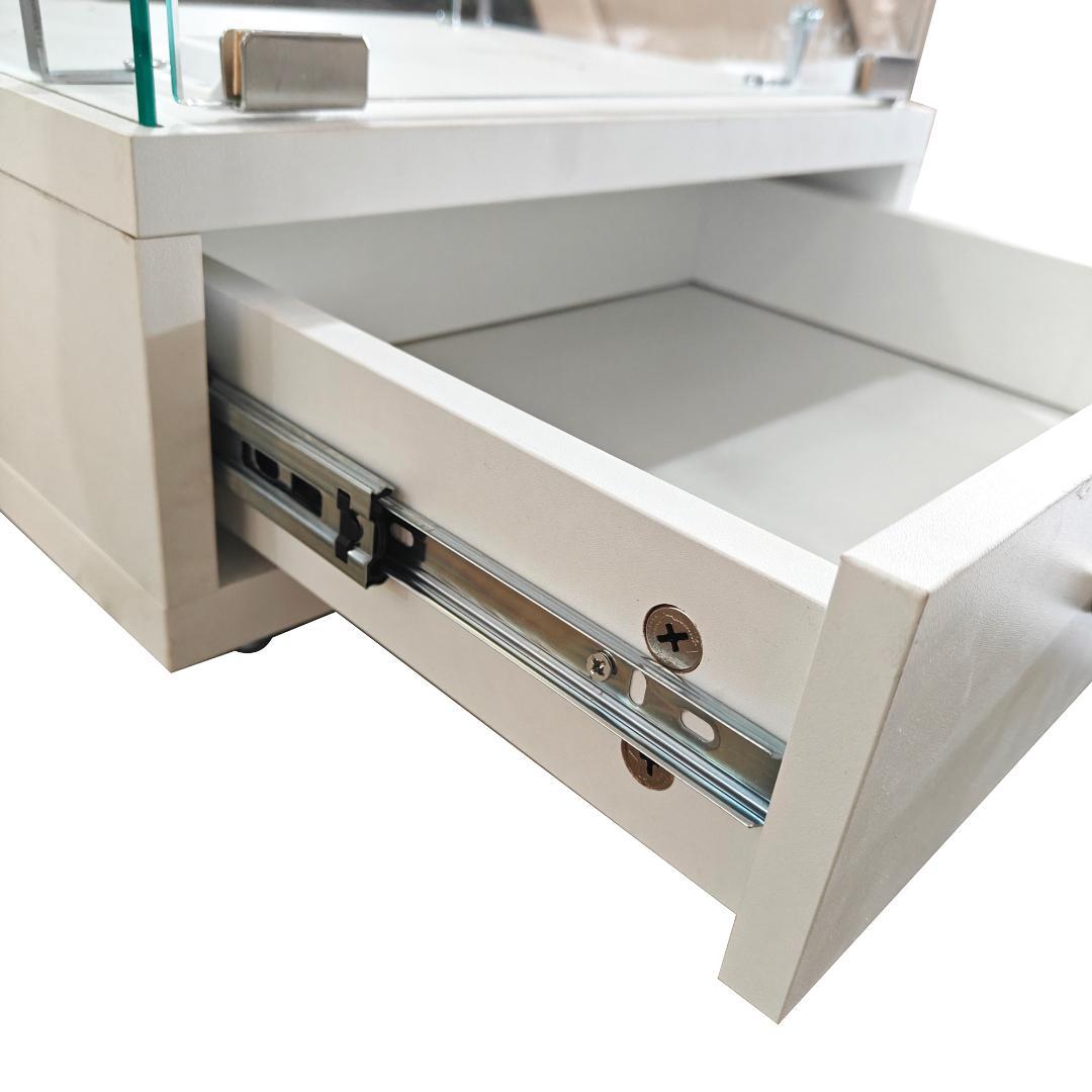 LED照明＆引き出し付 ガラスディスプレイキャビネット 鍵付き強化ガラス収納