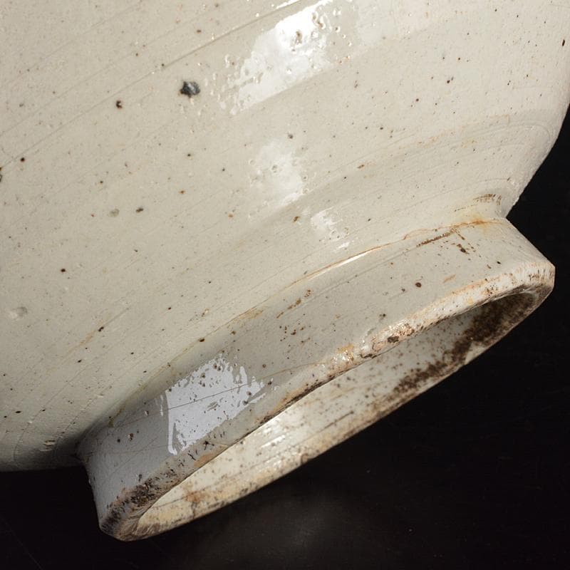 朝鮮美術　李朝　高麗白磁　染付　花文　丸壷　D　R6758