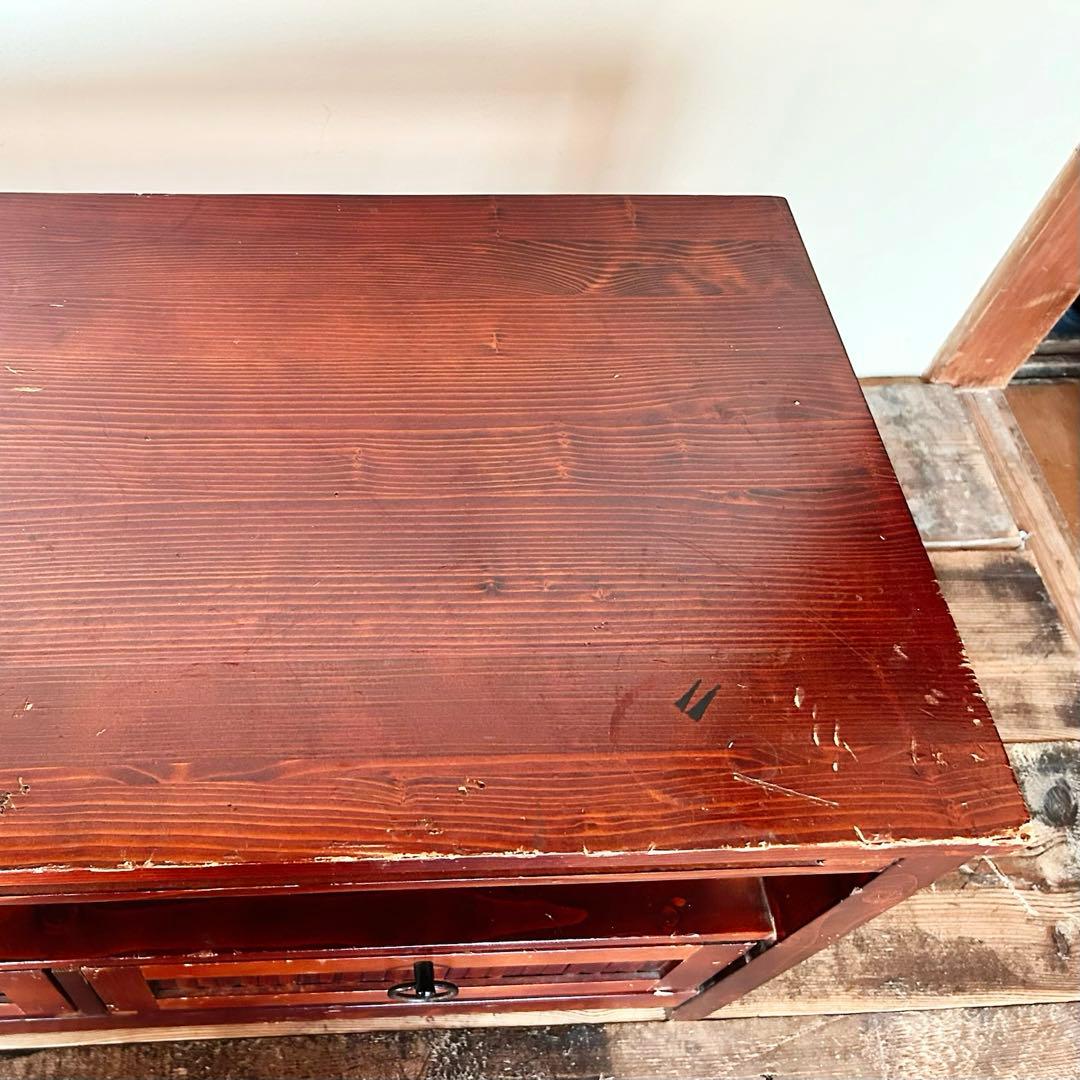 昭和レトロ 無垢材 ローボード テレビ台 古家具 国産木材 引出付 ローテーブル