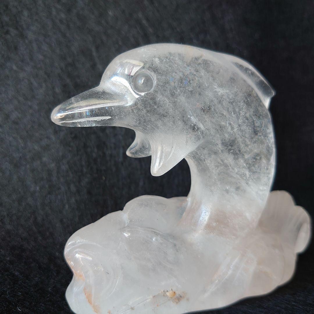 水晶ゴールデンヒーラー入り　波乗りイルカ　素敵な逸品