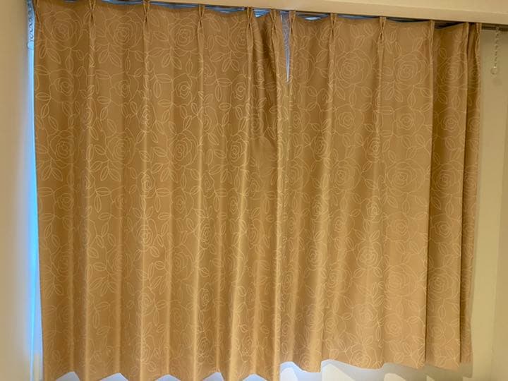 カーテン バラ柄 レース セット