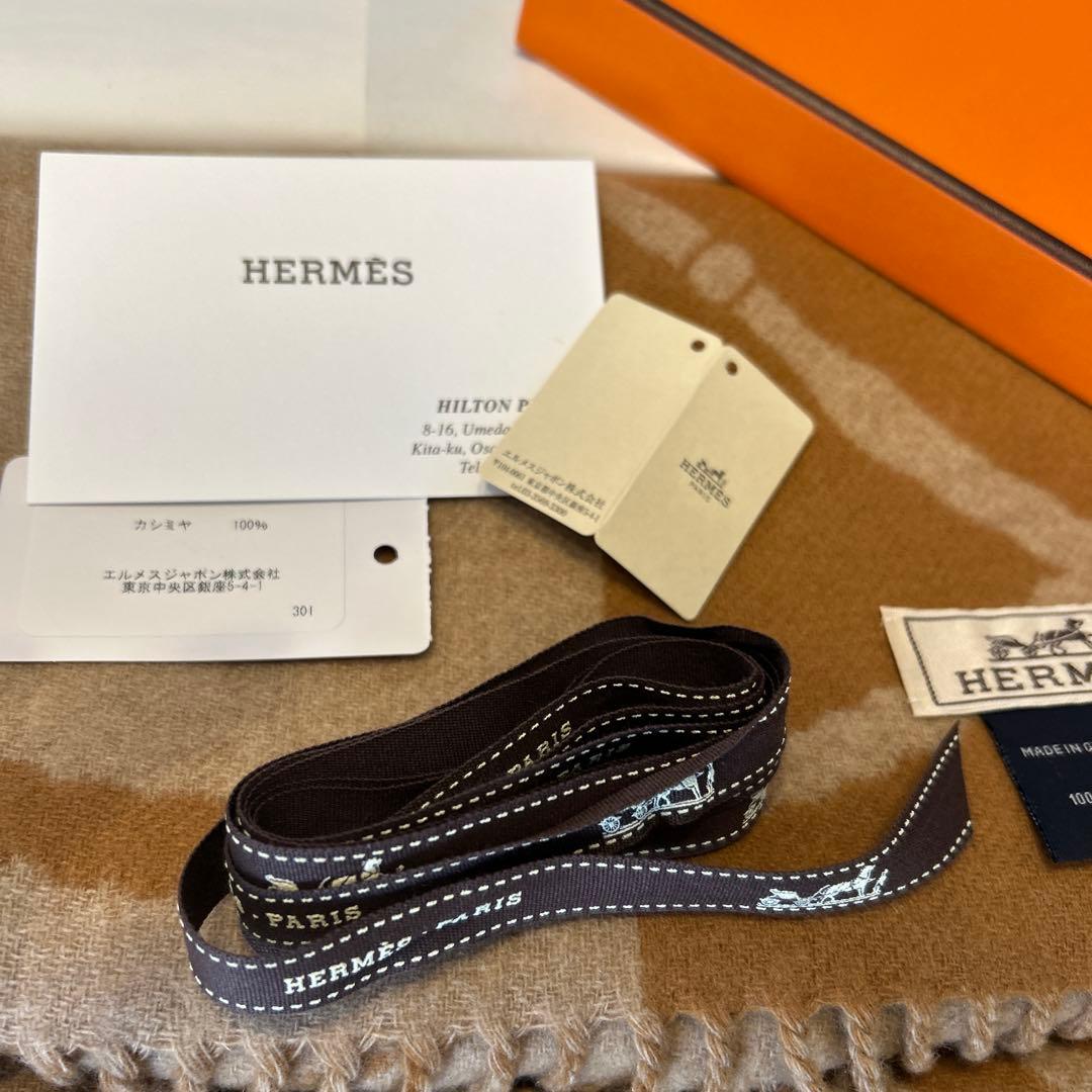 HERMES エルメス クリッククラック カシミヤ マフラー キャメル　試着のみ