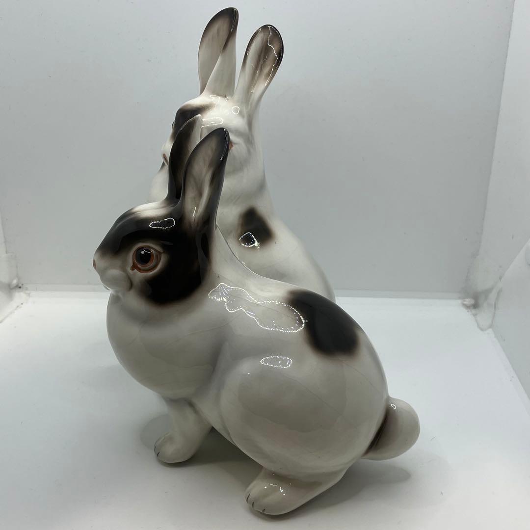 イタリア製　Ceramiche Ronzan うさぎ　2匹　陶器　置物　希少