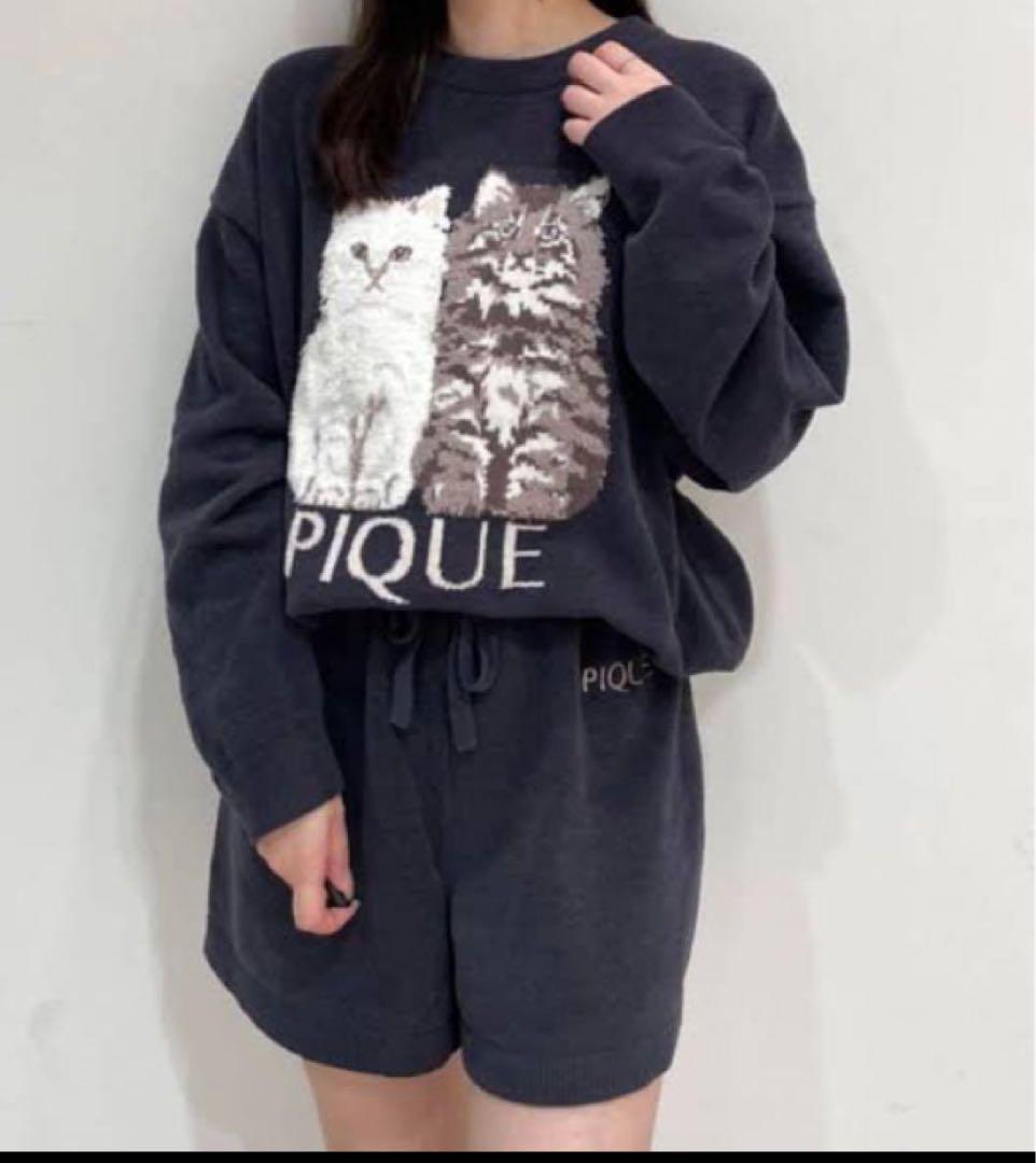 ジェラートピケ ツインキャットジャガードプルオーバー＆ショートパンツ