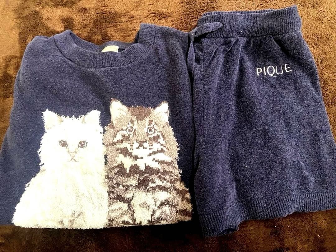 ジェラートピケ ツインキャットジャガードプルオーバー＆ショートパンツ