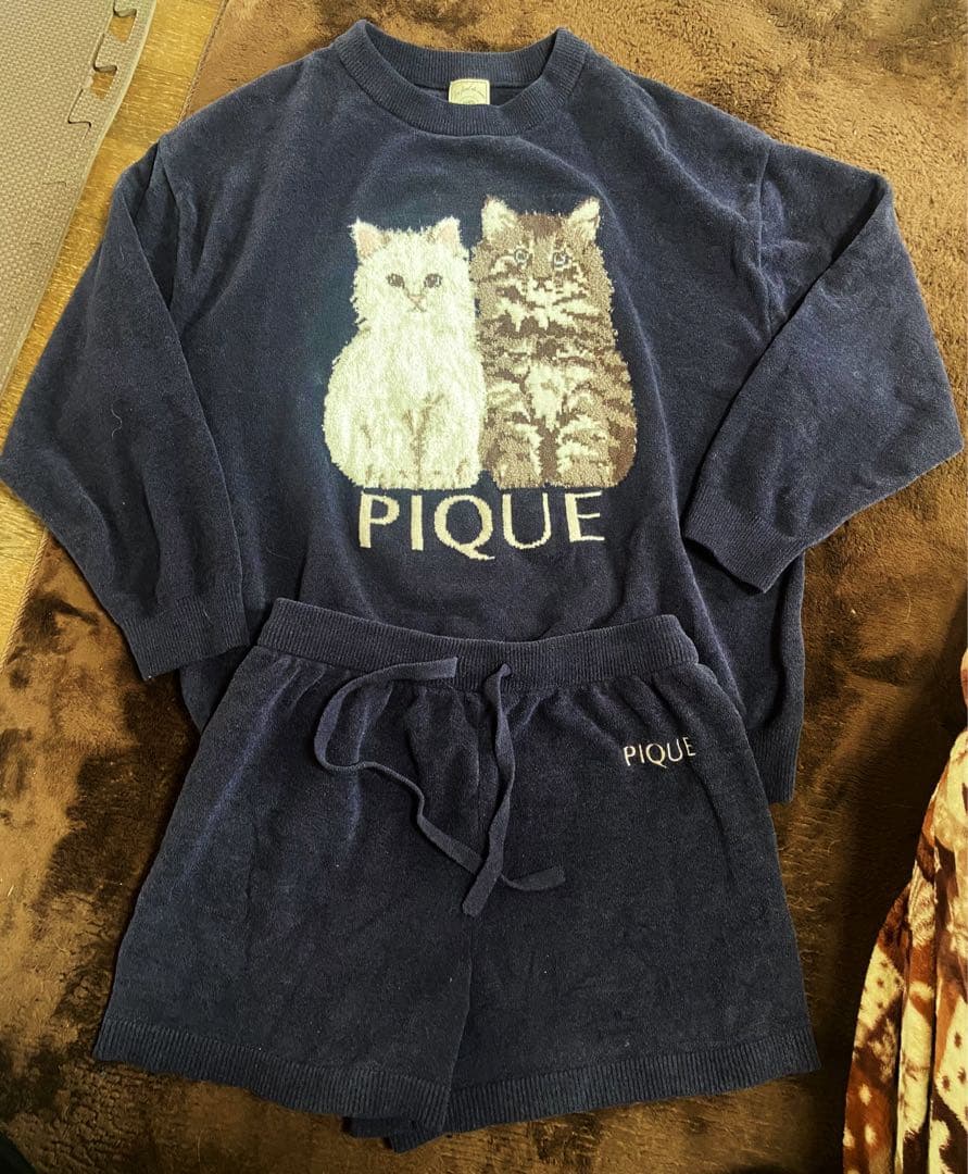 ジェラートピケ ツインキャットジャガードプルオーバー＆ショートパンツ