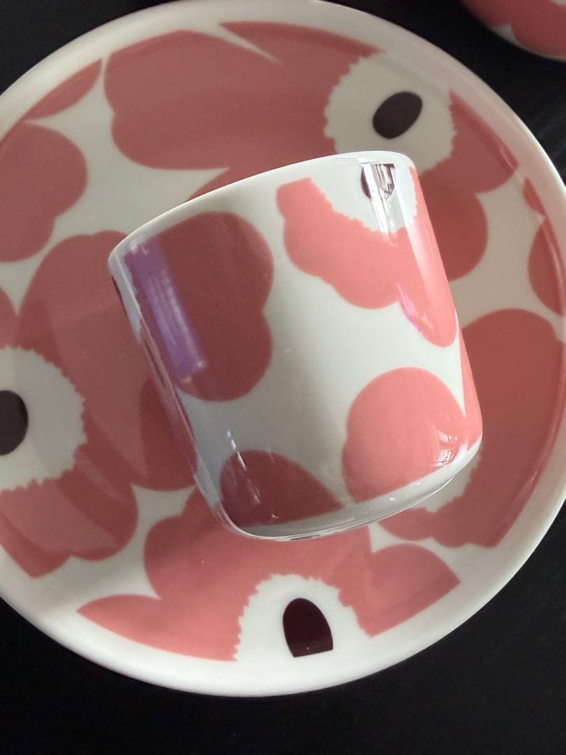 マリメッコ　限定　ウニッコ　ピンクxブラウン　4個セット　未使用含む箱無し