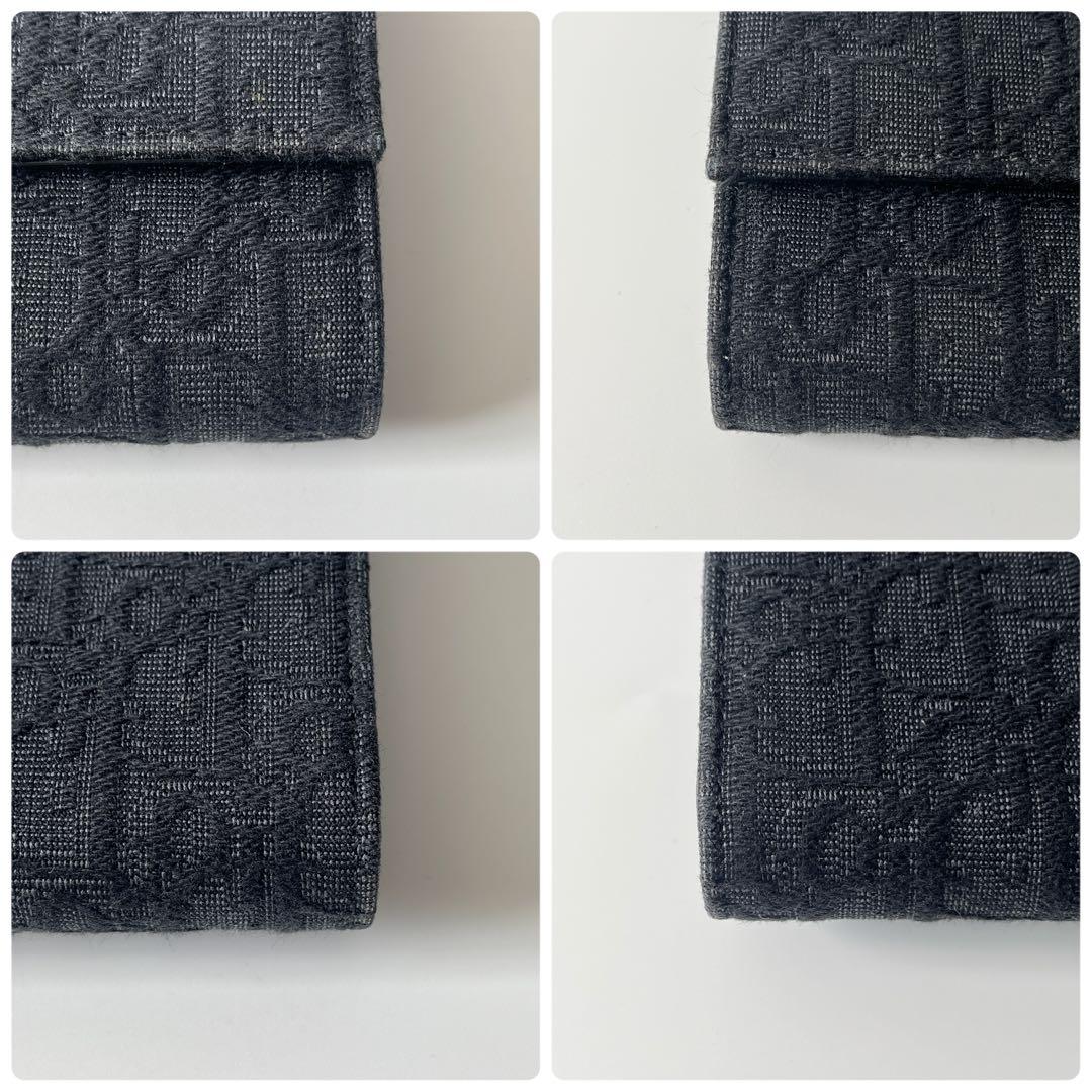 ディオール　ロング フラップ ウォレット　オブリーク　ジャガード　レザー　黒