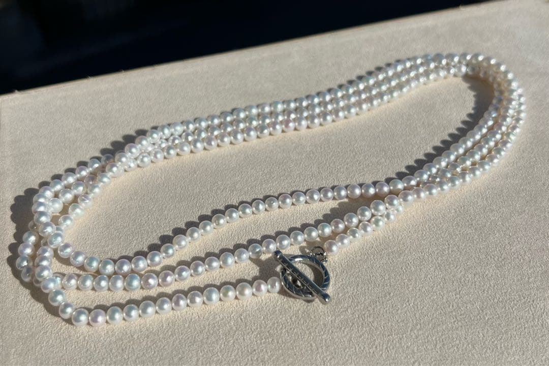 パールロングネックレス　ロープネックレス　パールマンテルネックレス　124cm