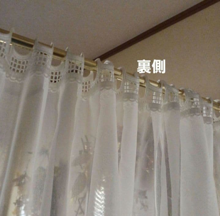 カフェカーテン【花子様オーダー品　ピンクレース】ハンドメイド