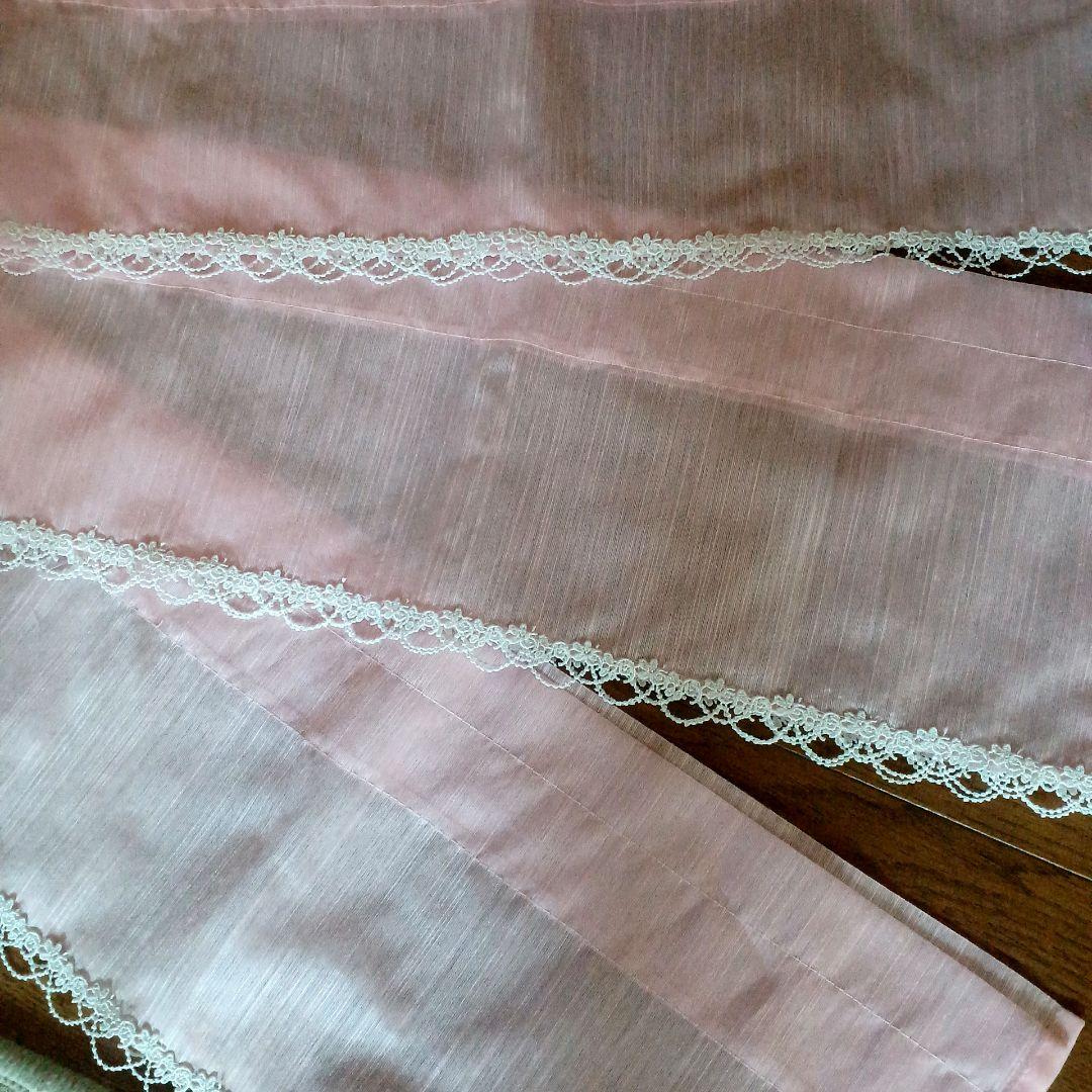 カフェカーテン【花子様オーダー品　ピンクレース】ハンドメイド