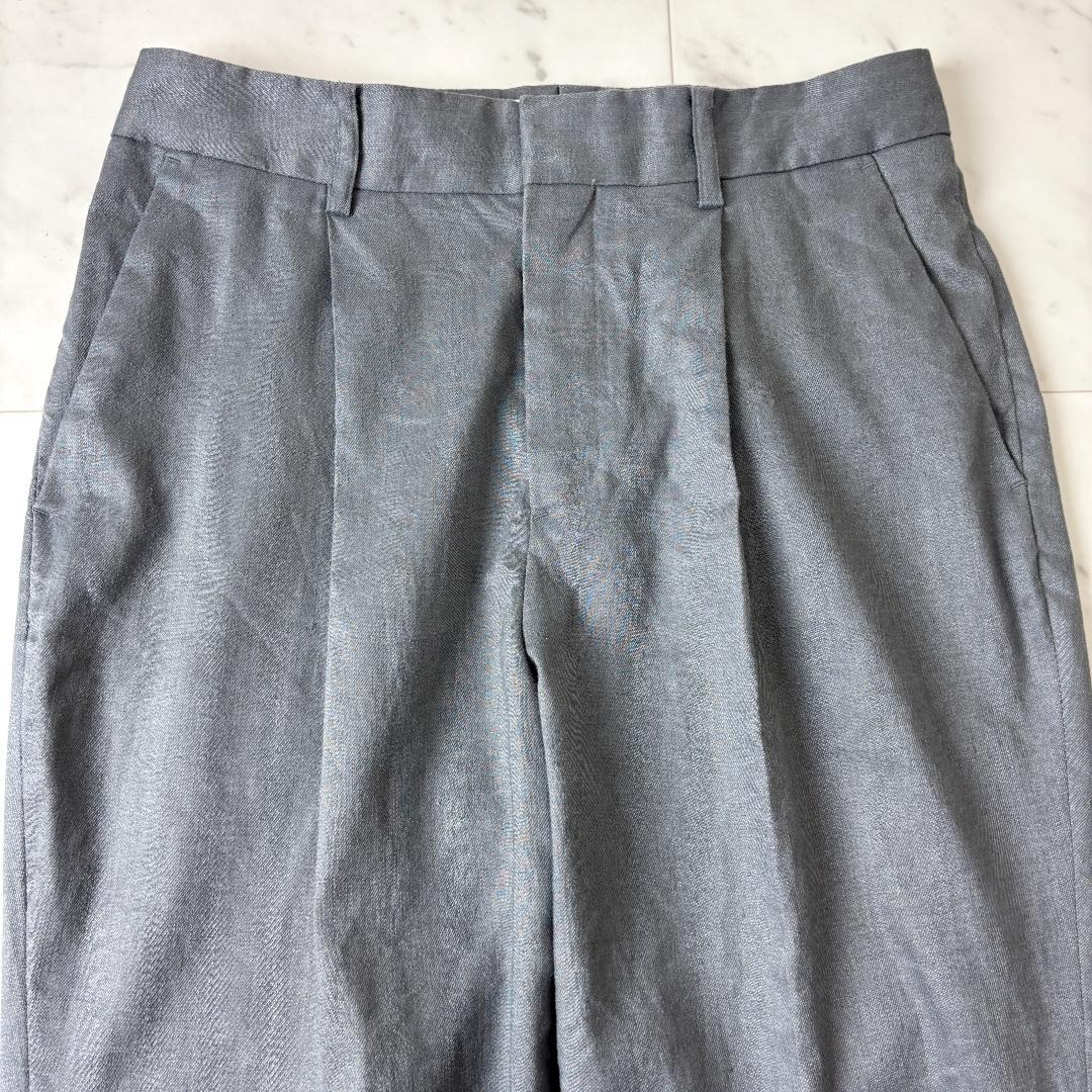 シップス S リネン混 ノーカラー パンツスーツ セットアップ 36 グレー