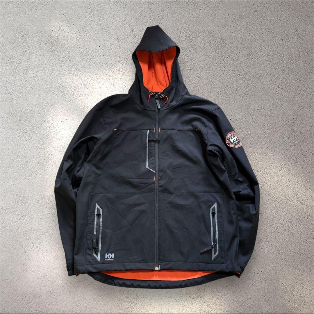 【N82】ヘリーハンセンワークウェアソフトシェルジャケットブラック×オレンジ