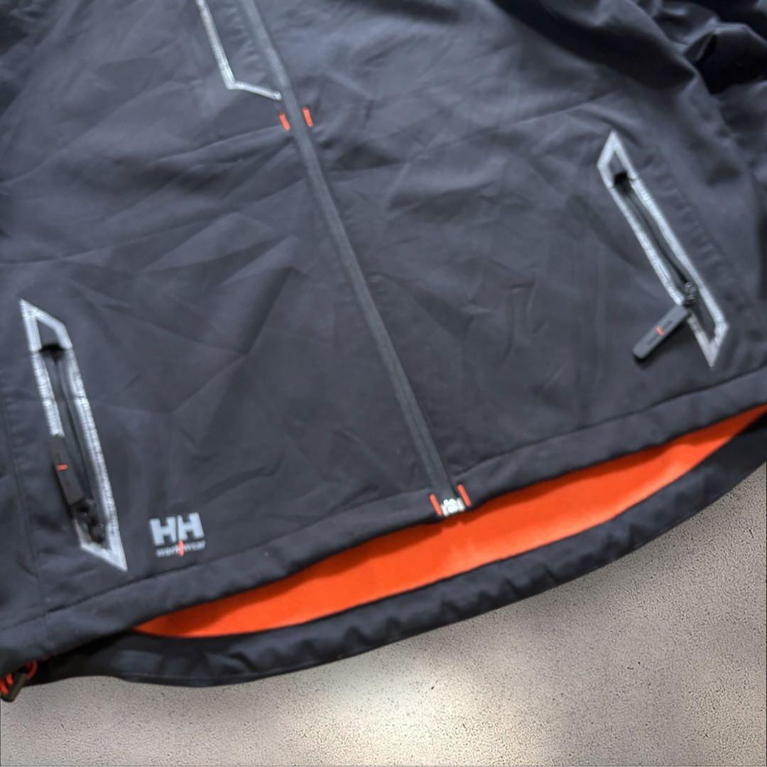 【N82】ヘリーハンセンワークウェアソフトシェルジャケットブラック×オレンジ