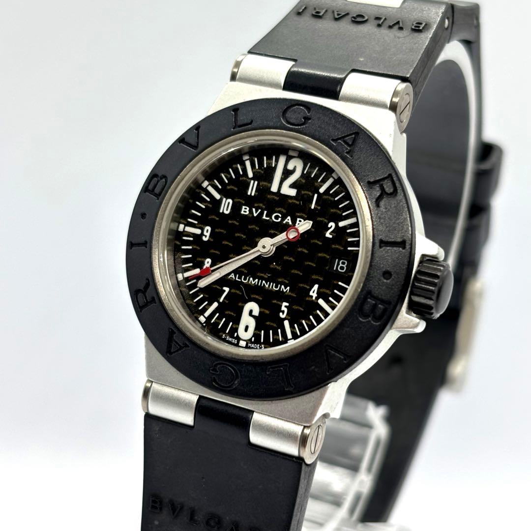 【美品/稼動】ブルガリ AL29TA アルミニウム デイト クォーツ レディース